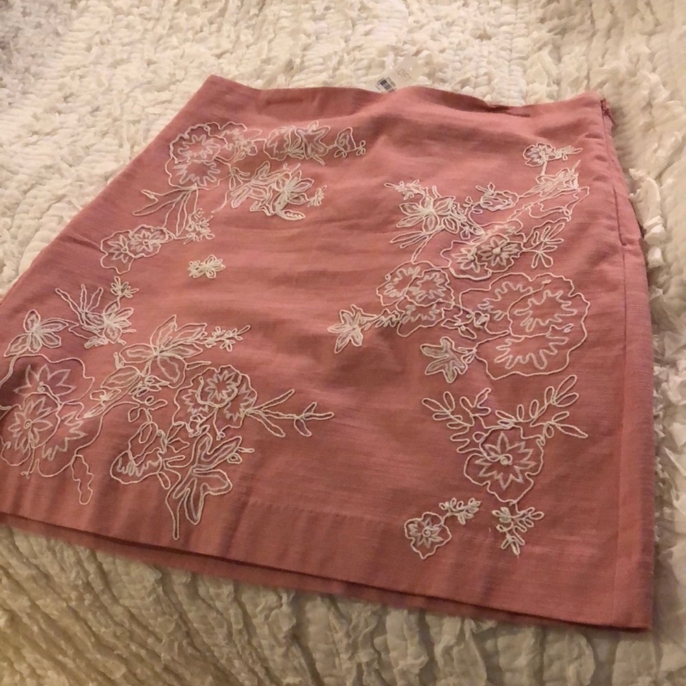 Loft Pink A Line Skirt with Floral details